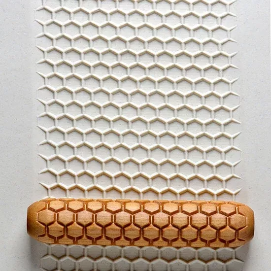 Large Wooden Hand Roller - Honeycomb