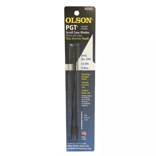 Olson Reverse Skip Tooth PGT Scroll Saw Blades, 5", 12 TPI