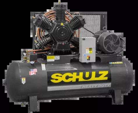 SCHULZ AIR COMPRESSOR - 20HP THREE PHASE - 120 GALLONS HORIZONTAL TANK