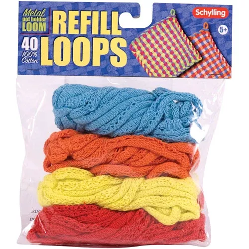 Schylling Replacement Loops for Metal Potholder Loom - 40-Pack Assorted Colors