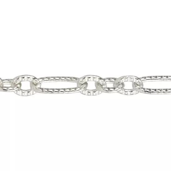 Silver Plate Chain - Pattern Link 1.33mm - By the Foot
