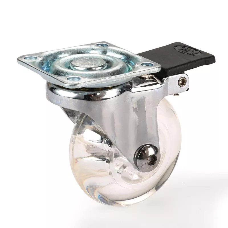 Skate Wheel Caster Locking with Rounded Translucent Wheel - 2"