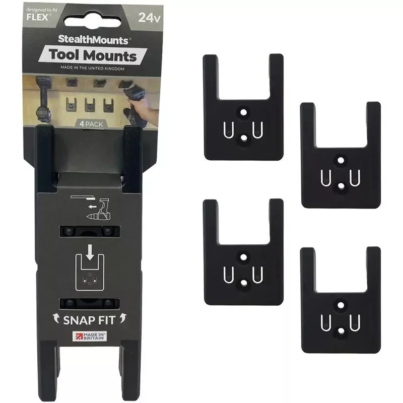 StealthMounts Tool Mounts for Flex 24V Black, 4-Pack