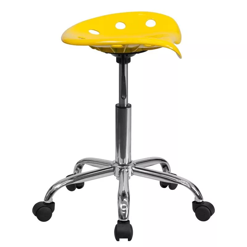 Vibrant Yellow Tractor Seat and Chrome Stool